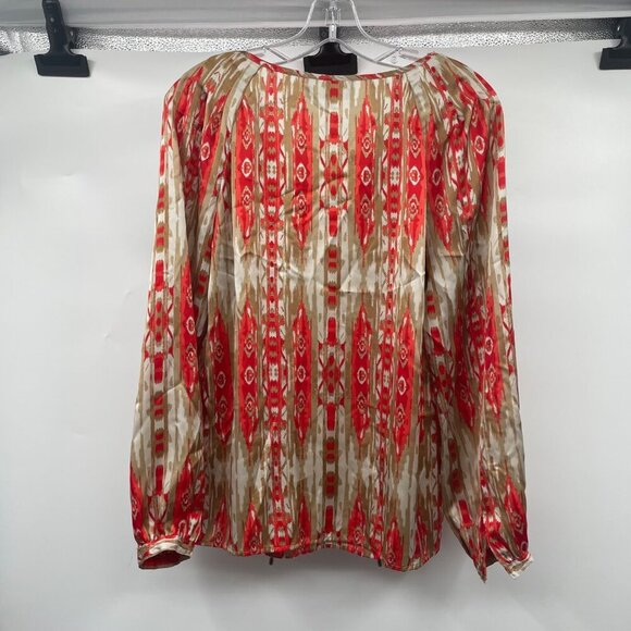 Jones New York Womens Print Top Long Sleeve Tie Neck Multicolor Size Small - Picture 7 of 9